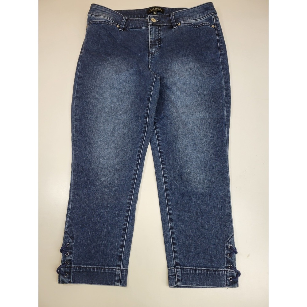 Talbots Flawless Five Pocket Jeans Womens 10P Petite Crop Capri Lace Up Stretch